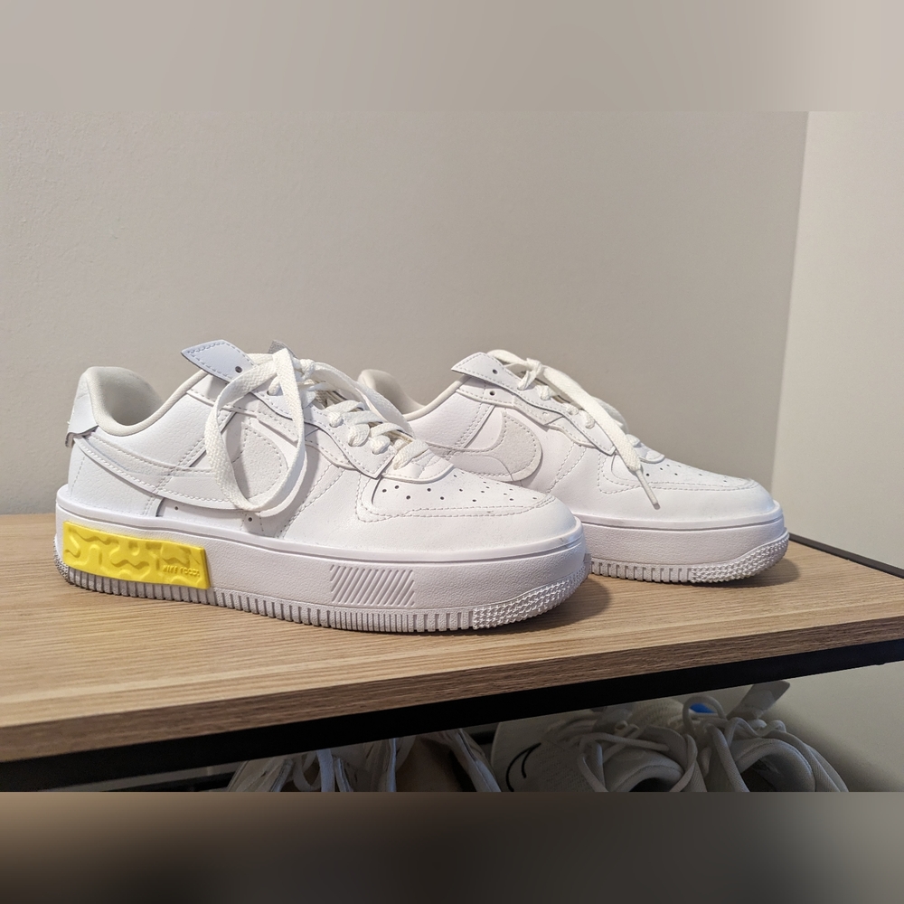 Nike White and Yellow Women's Sneakers